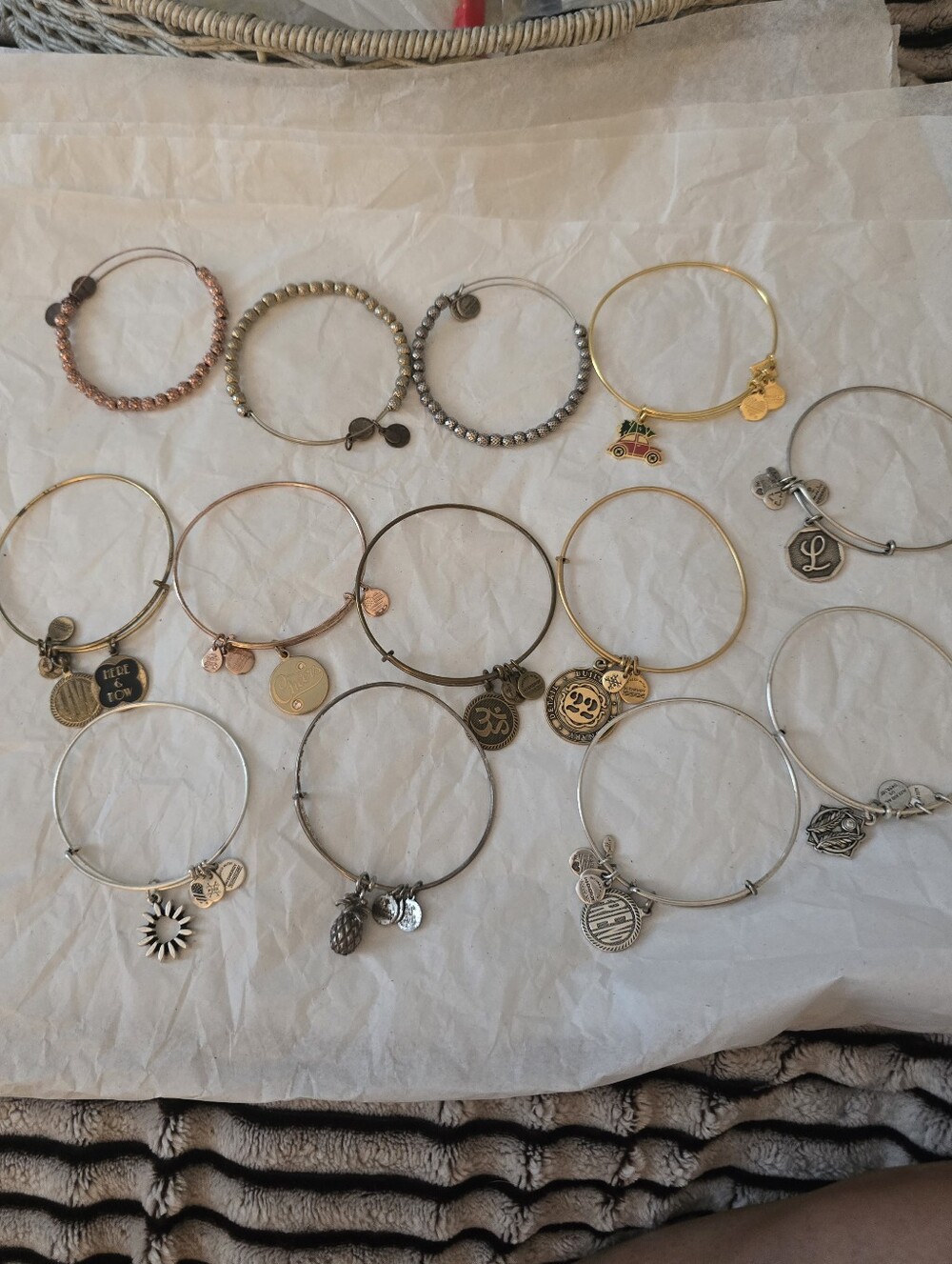 Alex and Ani Brand Mixed Metal Charm Bangle Bracelets (Set Of 13)